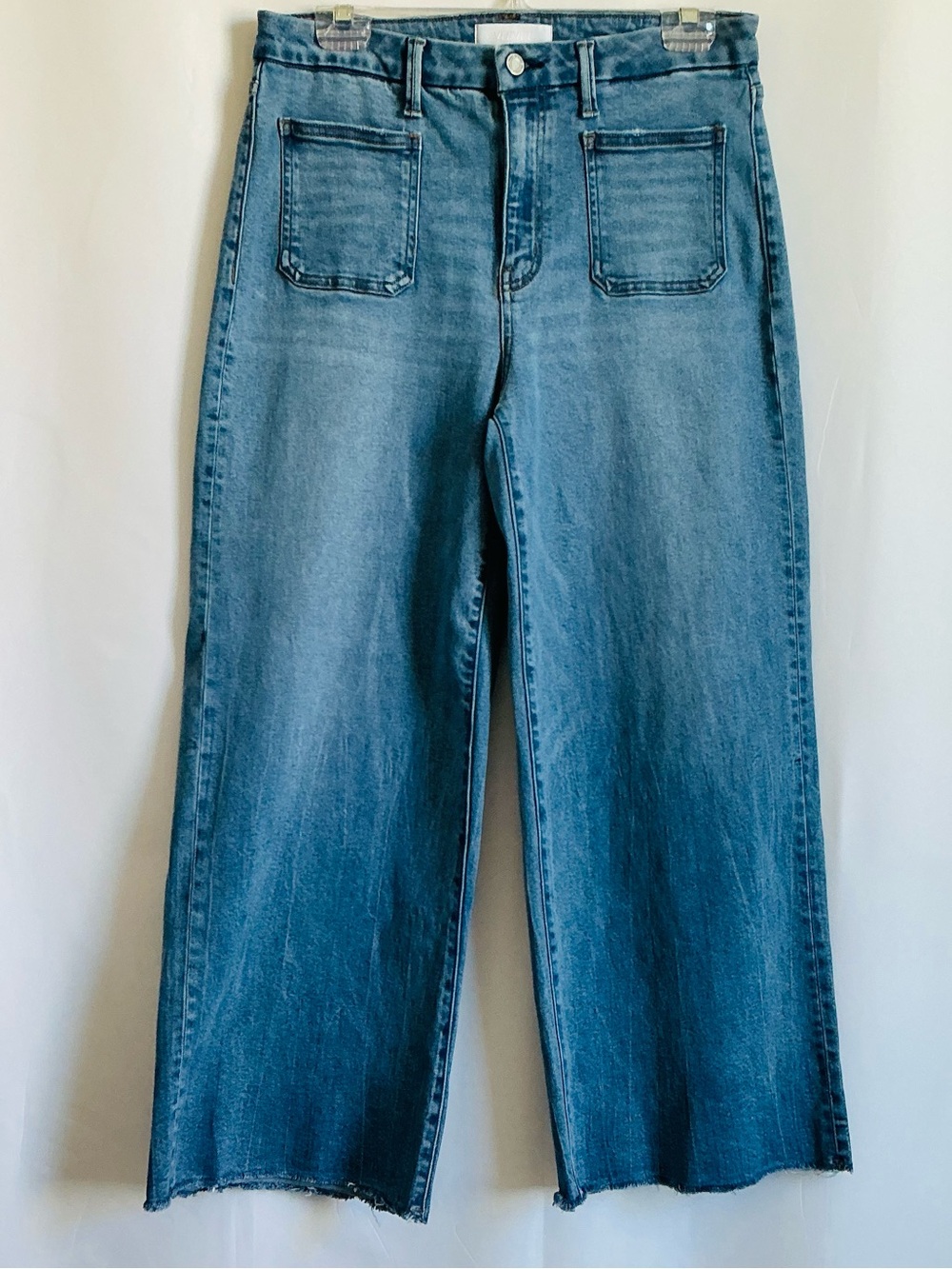 Vervet size 30 Blue T 8947 sailor wide leg crop raw hem medium wash tencel